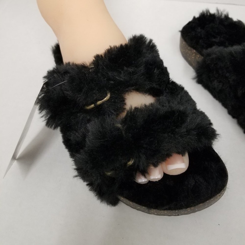 New Secret Treasures Black Two Band Slippers  - Size 6